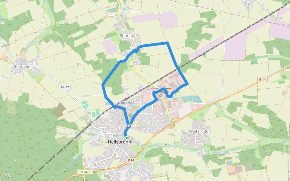 Heilsbronner Rundweg 5 walking route map in Heilsbronn