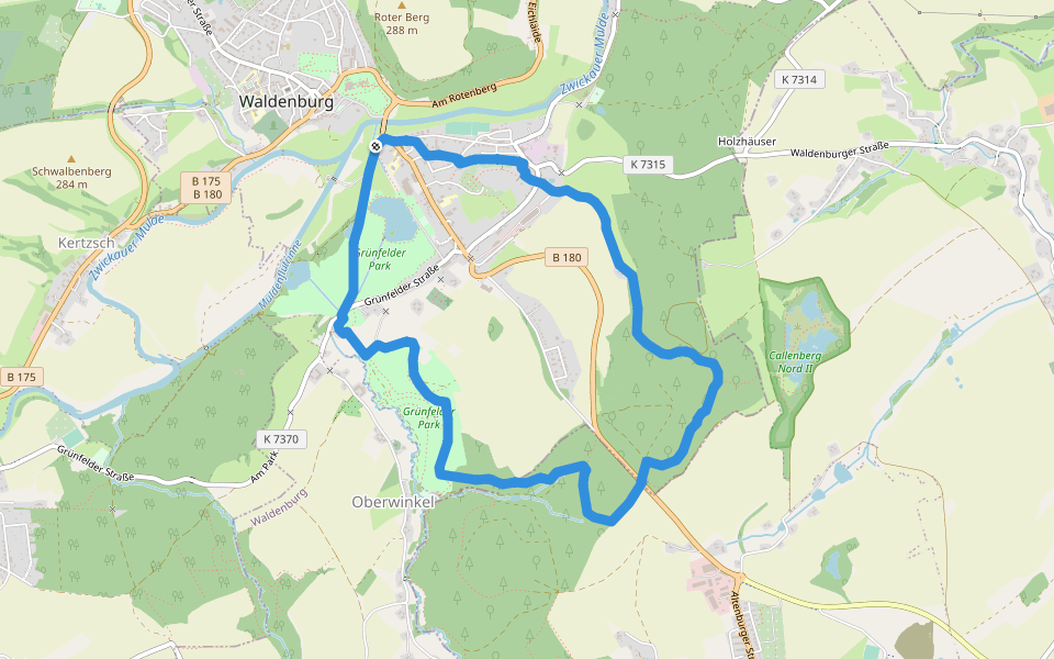 Ww Waldenburg Ringwanderweg walking route map in Waldenburg