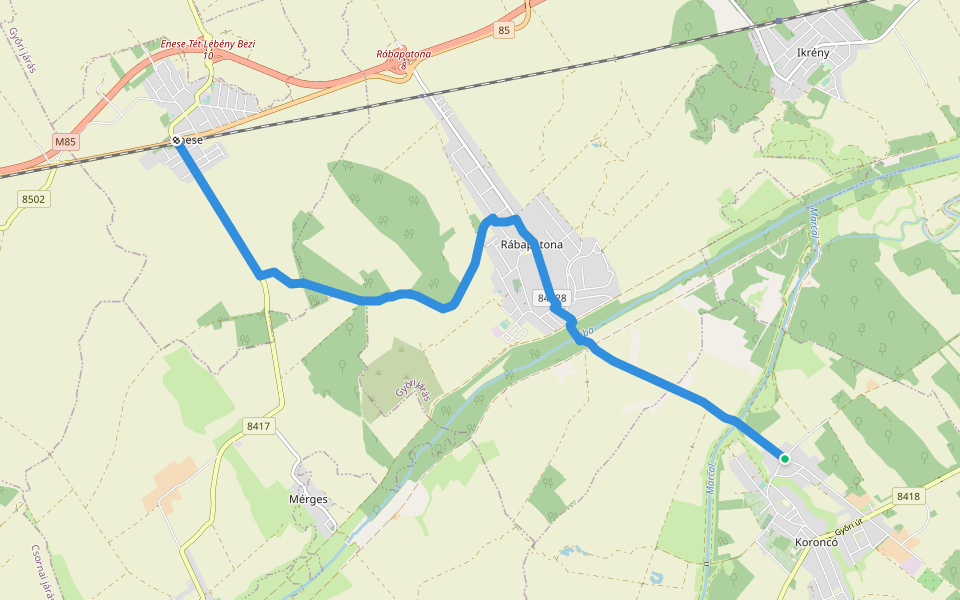 S+ walking route map in Koroncó