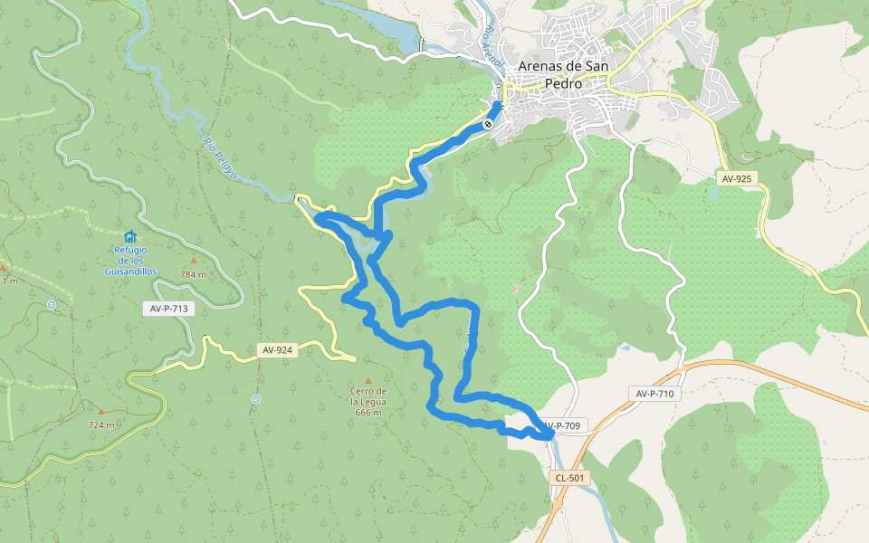 PRC-ASP-1 Ruta de los Pescadores walking route map in Arenas de San Pedro