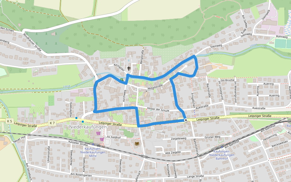 Kaufungen, N4 - Fachwerkweg Niederkaufungen walking route map in Kaufungen