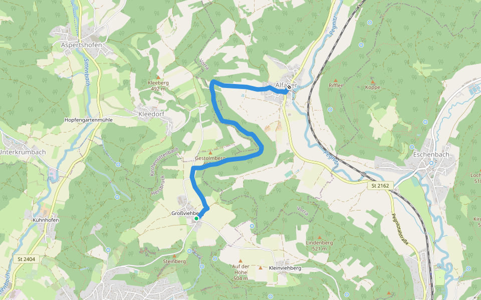 Alfalter-Großviehberg walking route map in Hersbruck