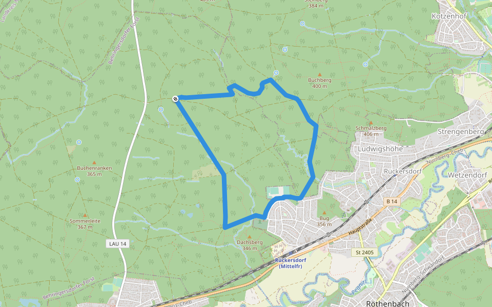 Rückersdorfer Rundweg 3 walking route map in Behringersdorfer Forst