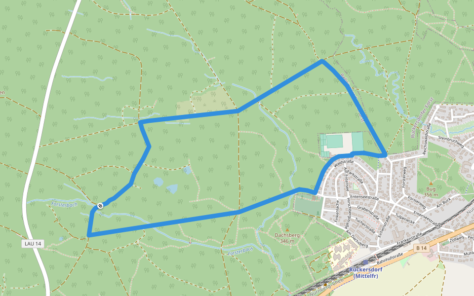 Rückersdorfer Rundweg 2 walking route map in Behringersdorfer Forst
