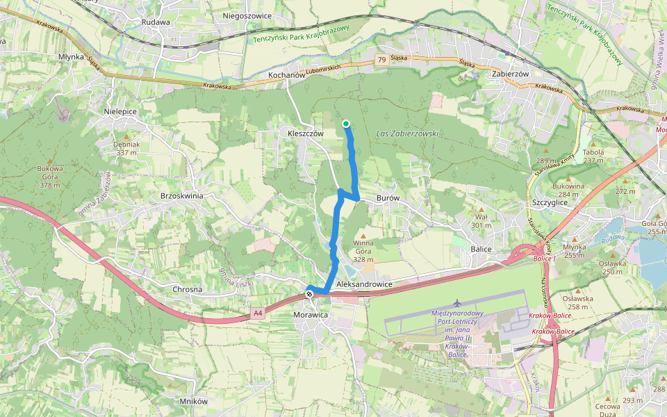 Morawica - Zbrza walking route map in Zabierzów