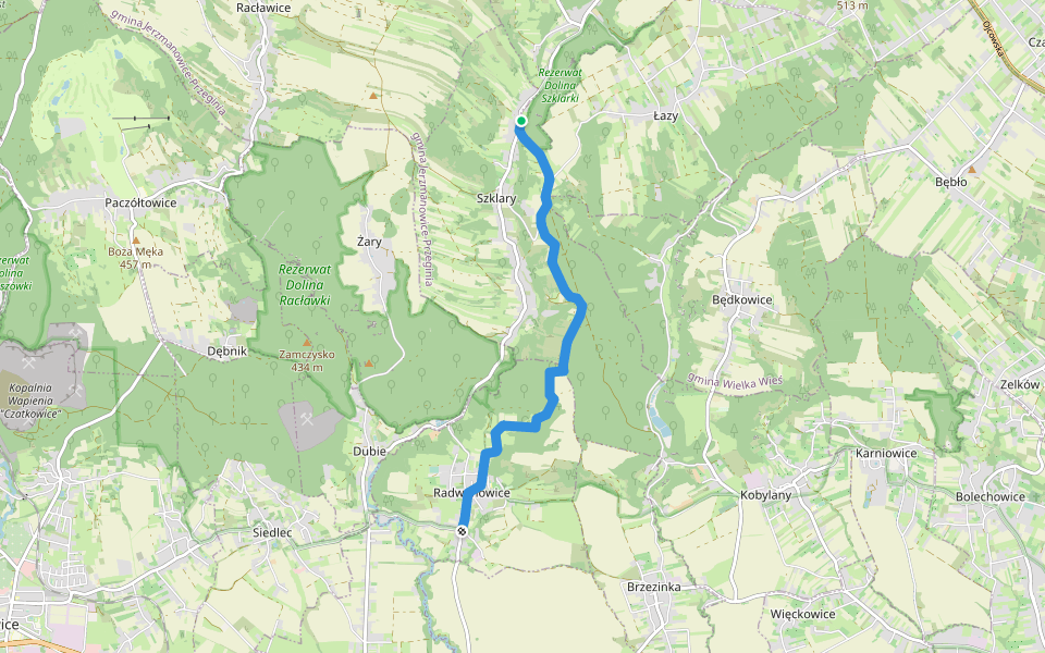 Radwanowice - Szklary walking route map in Szklary