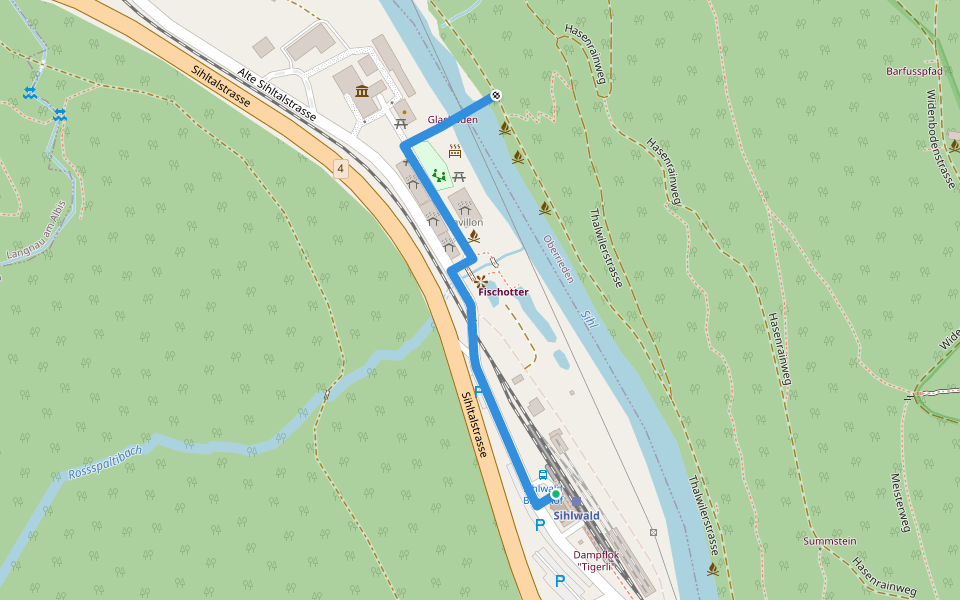 Sihlwald Station - Besucherszentrum walking route map in Sihlwald