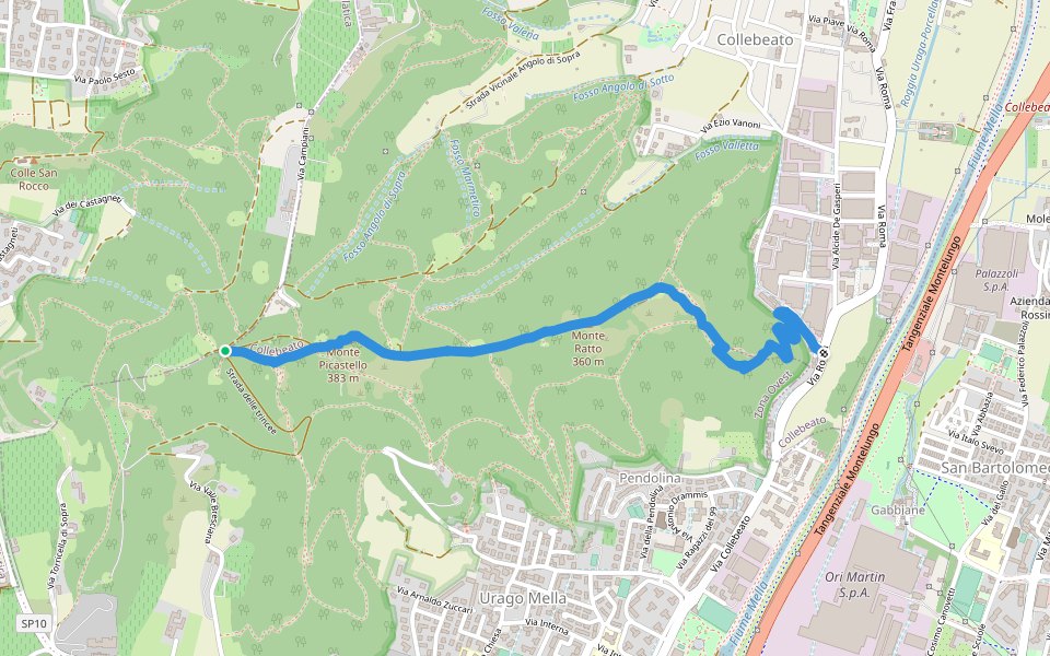 Collebeato (Via Roma) - Monte Picastello walking route map in Collebeato
