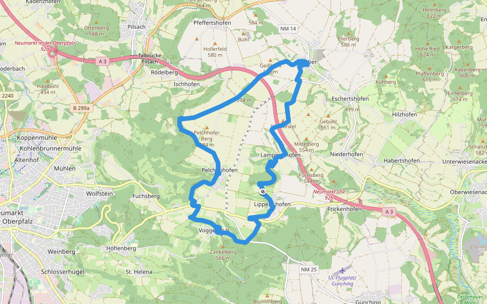 Große Pelchenhofener Runde walking route map in Neumarkt in der Oberpfalz