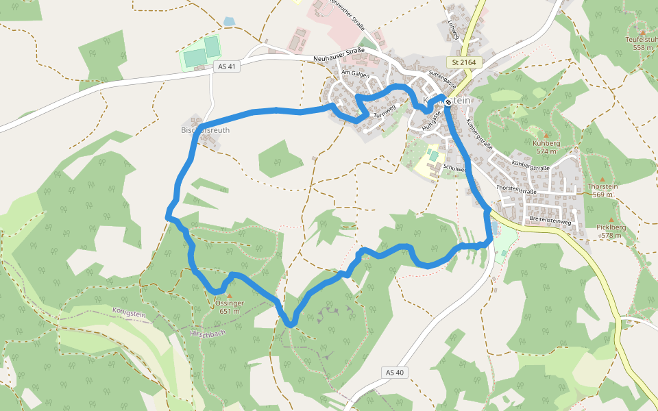 Rundweg Königstein – Ossinger walking route map in Königstein