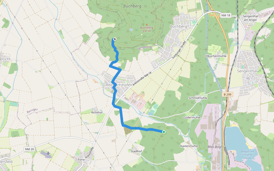 Glasberg – Murlach walking route map in Sengenthal