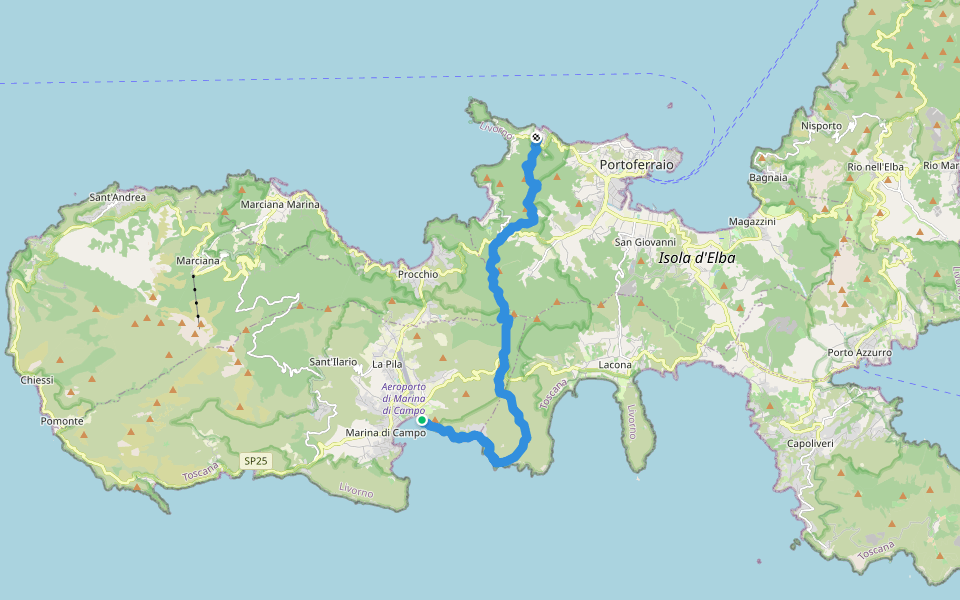 La via dei rosmarini walking route map in Marina di Campo