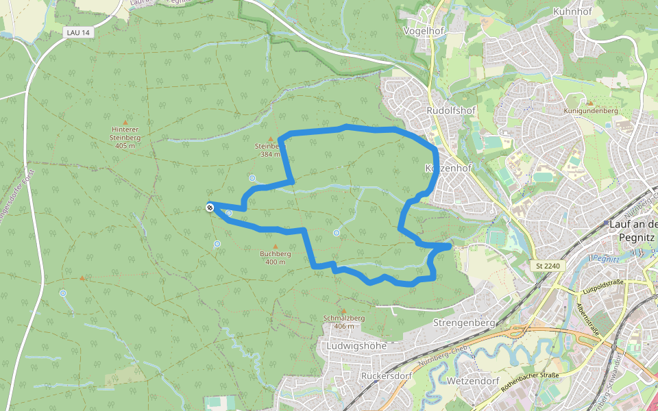 Buchbrünnlein-Runde walking route map in Rückersdorfer Forst