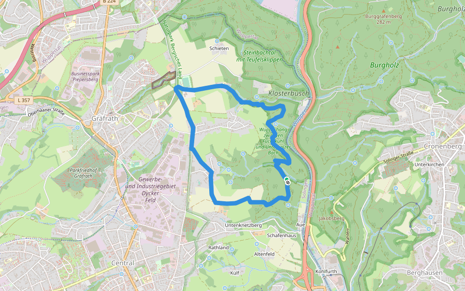 Gräfrath Rundweg A3 walking route map in Solingen