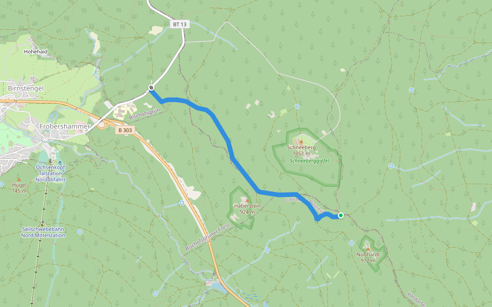 Bischofsgrün-Schneebergsattel walking route map in Neubauer Forst-Nord