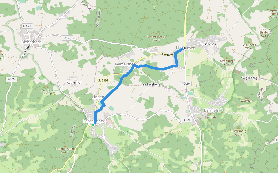 Geschwand-Kleingesee walking route map in Obertrubach