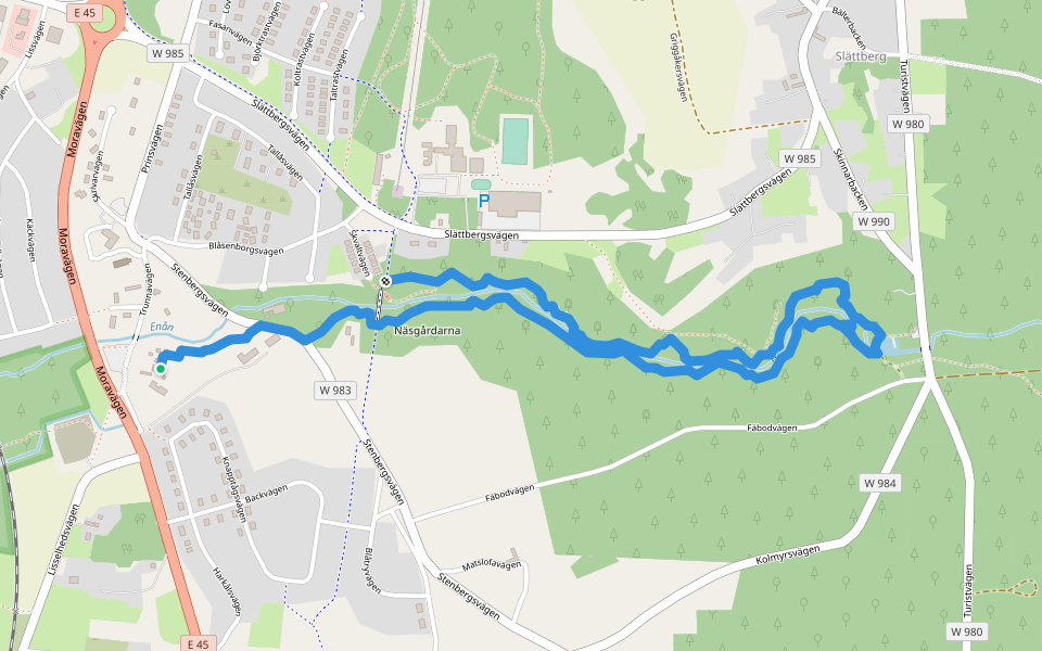 Enåns Vandringsled walking route map in Orsa