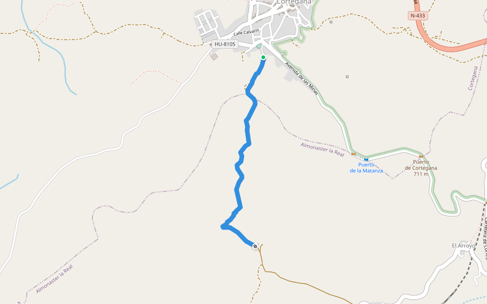 PR-A 5 walking route map in Cortegana