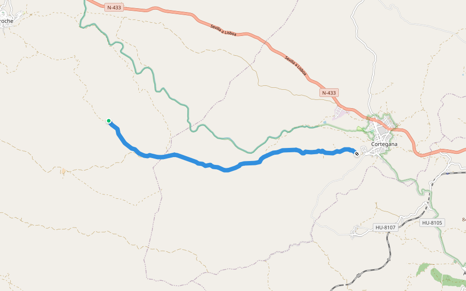 Cortegana-Aroche walking route map in Aroche