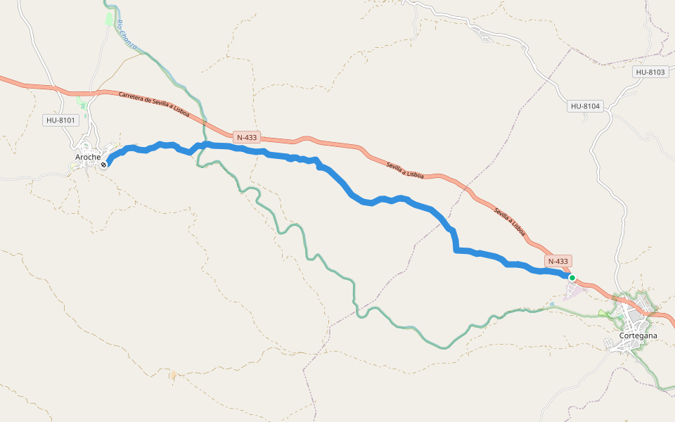 Aroche-Cortegana walking route map in Cortegana