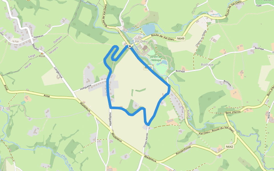 Balade des Cisterciens walking route map in Herve