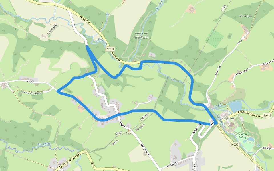 Balade des Ursulines walking route map in Herve