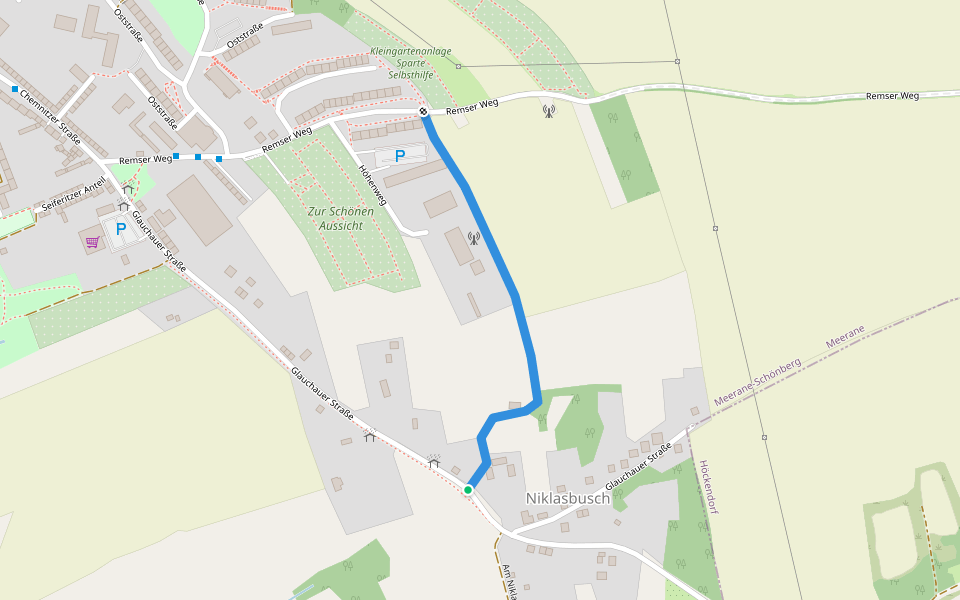 Ww Querverbindung Nicklasbusch in Meerane walking route map in Meerane