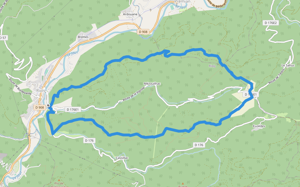 Notre-Dame de Tredos walking route map in Riols