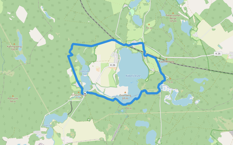 Lila Falke Kratzeburg walking route map in Kratzeburg