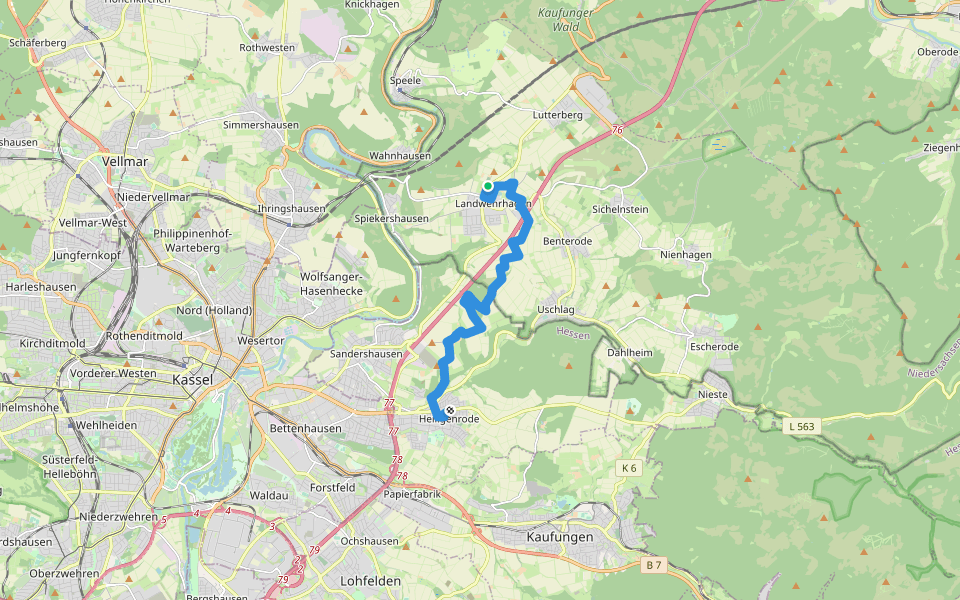 Kasselsteig Etappe 5 walking route map in Staufenberg