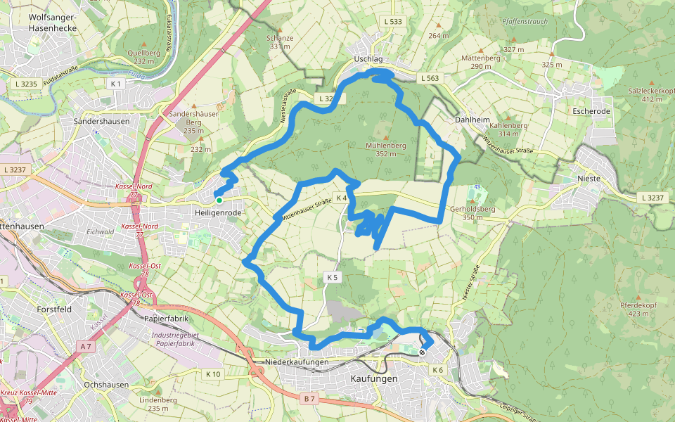 Kasselsteig Etappe 6 walking route map in Niestetal