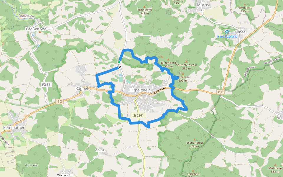Hiltpoltstein "Durch die Kirschgärten" walking route map in Hiltpoltstein