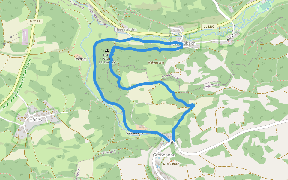 Großenohe Grünring walking route map in Hiltpoltstein