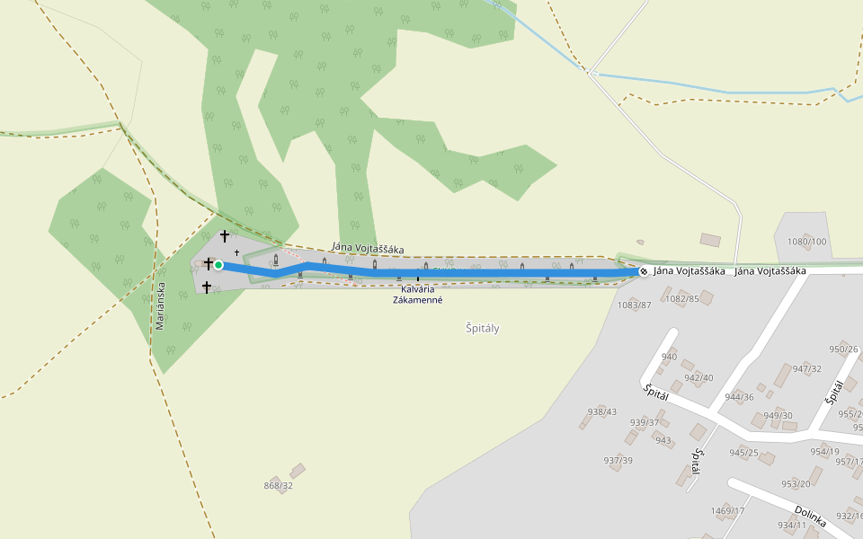 Kalvária Zakamenné walking route map in Zákamenné