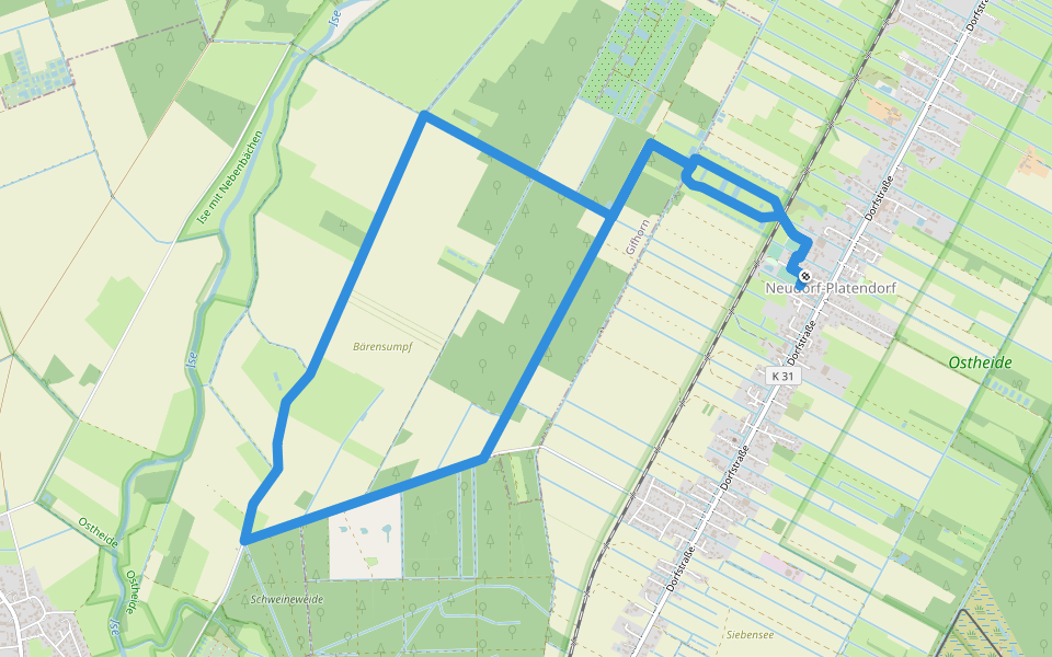 Zehn-Kilometer-Lauf Neudorf-Platendorf 2012 walking route map in Sassenburg