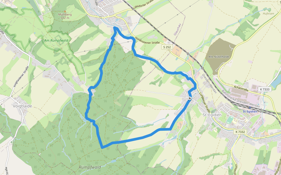 Ww St. Egidien - Rümpfwald - Rundweg walking route map in Sankt Egidien