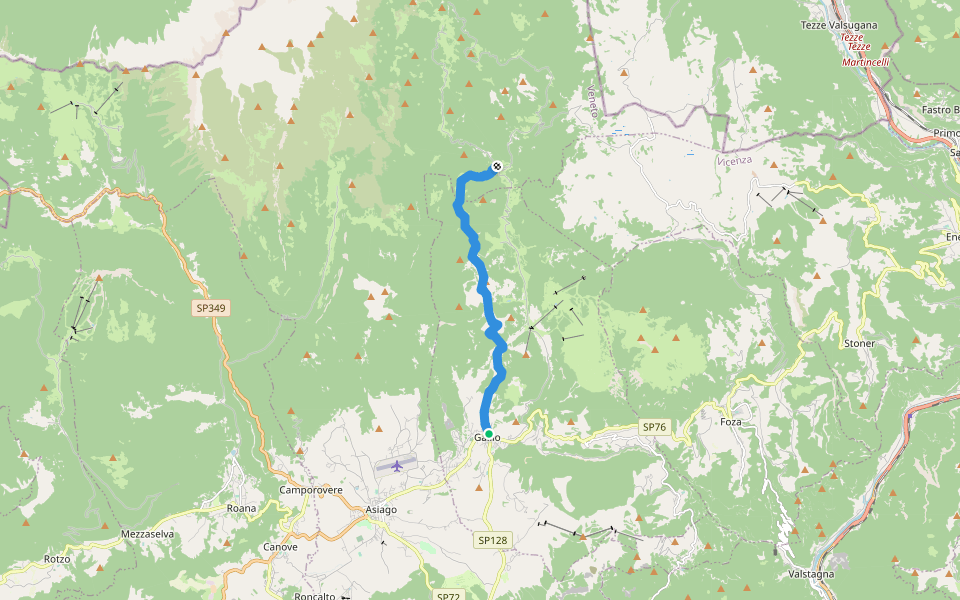 Longara - Fiara walking route map in Gallio