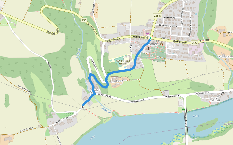 Wohlen - Hofe walking route map in Wohlen bei Bern