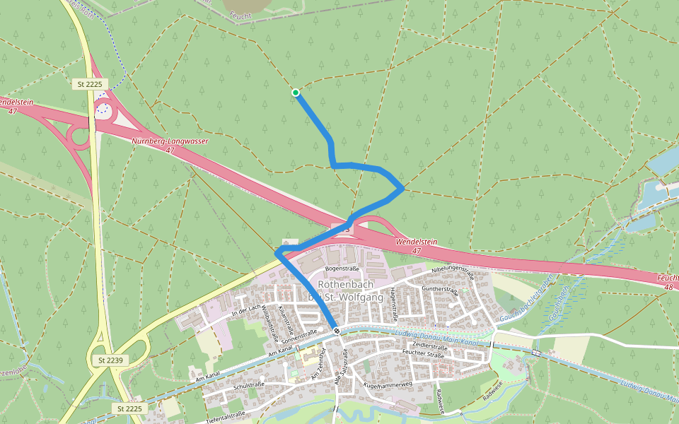 Röthenbach-Grünstrich walking route map in Forst Kleinschwarzenlohe