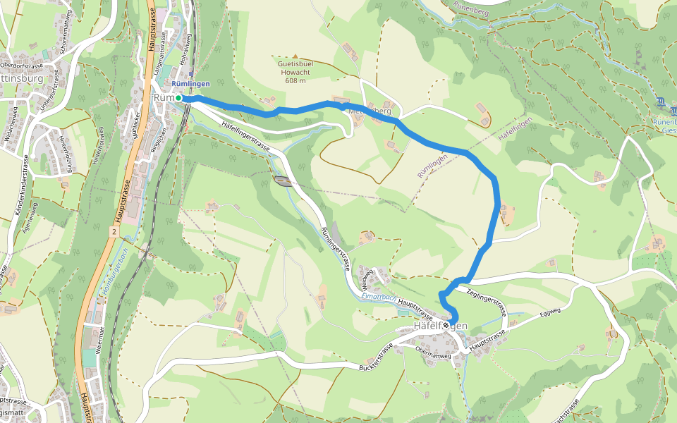 Rümlingen - Hafelfingen walking route map in Rümlingen
