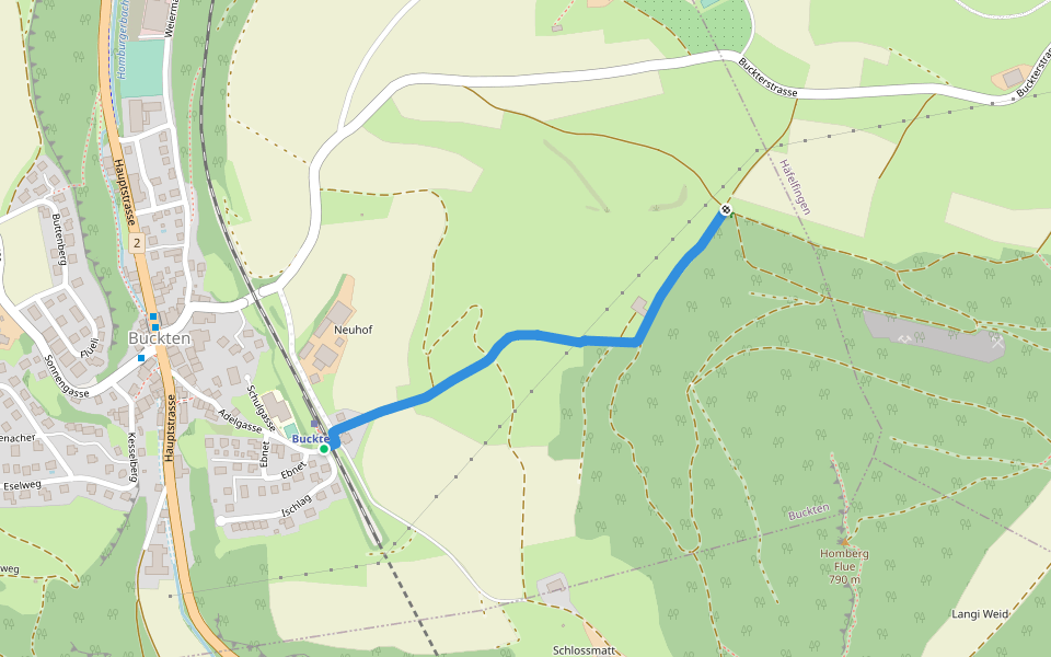 Wannenegg - Buckten walking route map in Buckten
