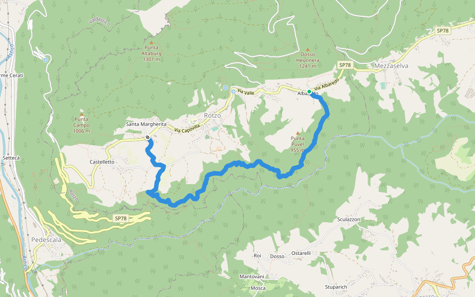 Sentiero delle Cenge walking route map in Albaredo