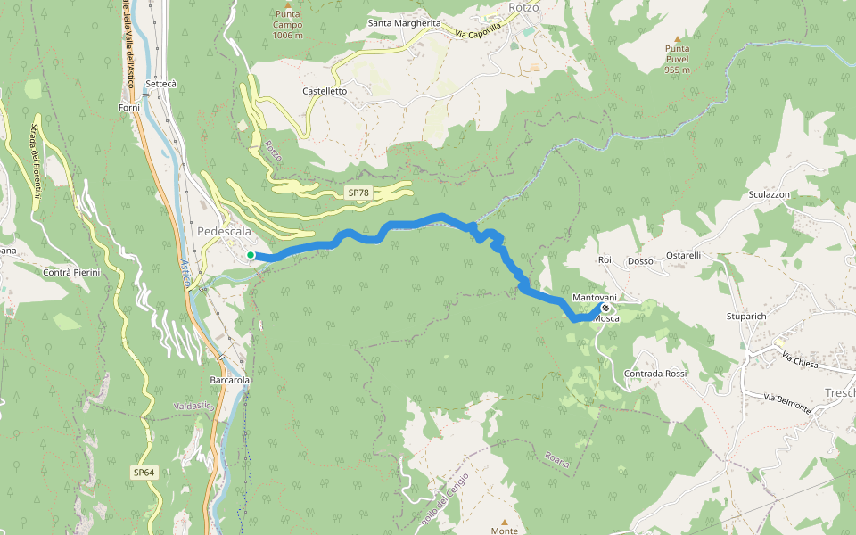 Pedescala - Contrà Mosca walking route map in Pedescala