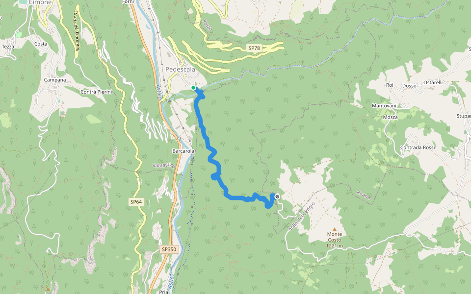 Pedescala - Forte Corbin walking route map in Pedescala