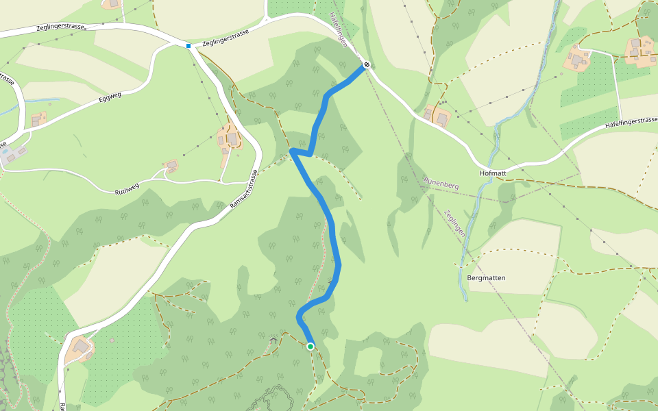 Bergmatten - Hofmatt walking route map in Häfelfingen
