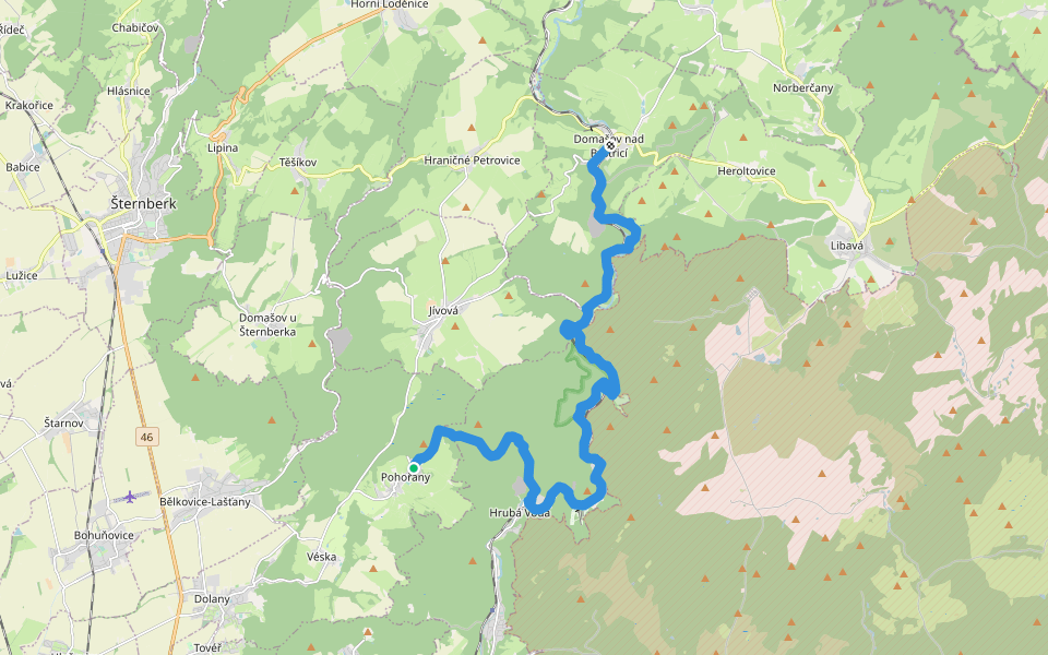 [M] Pohořany - Domašov n. B. walking route map in Dolany