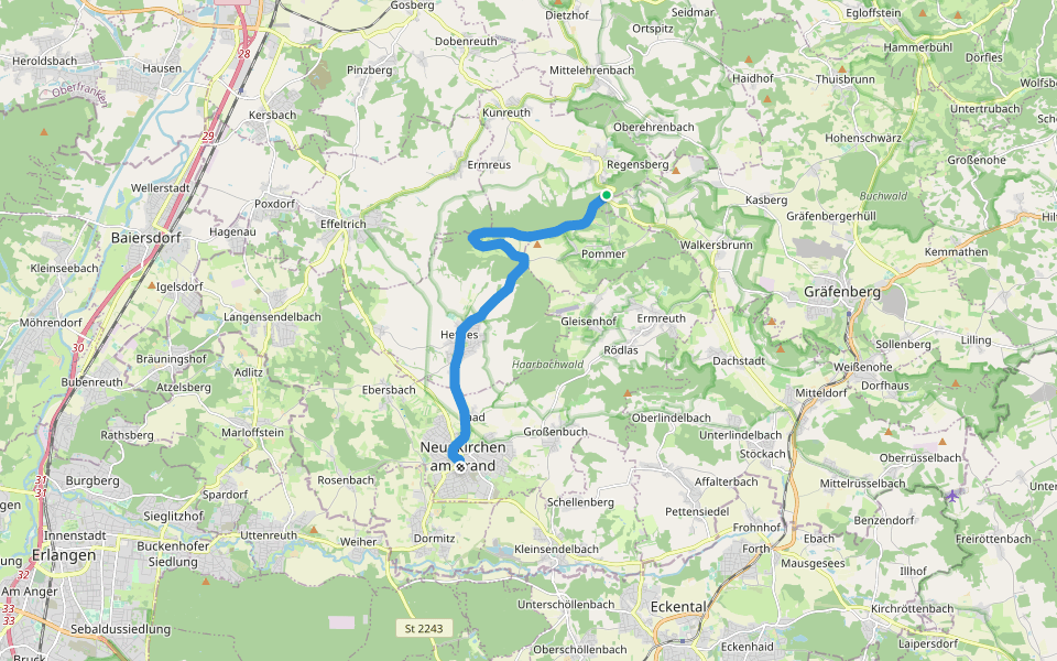 Wanderweg Kulturerlebnis Fränkische Schweiz - Weingarts-Neunkirchen walking route map in Kunreuth