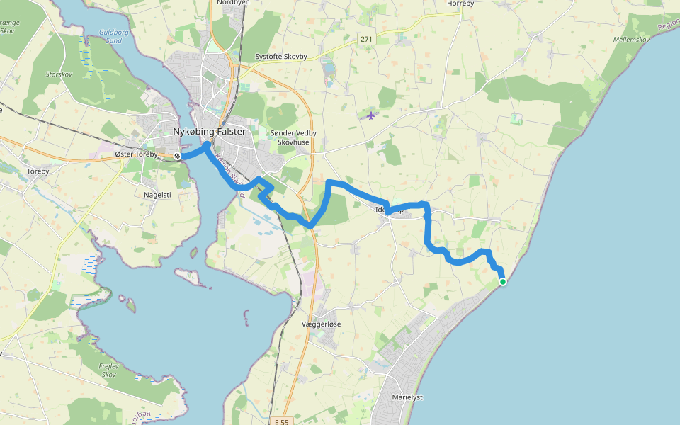 Alternativ rute walking route map in Idestrup