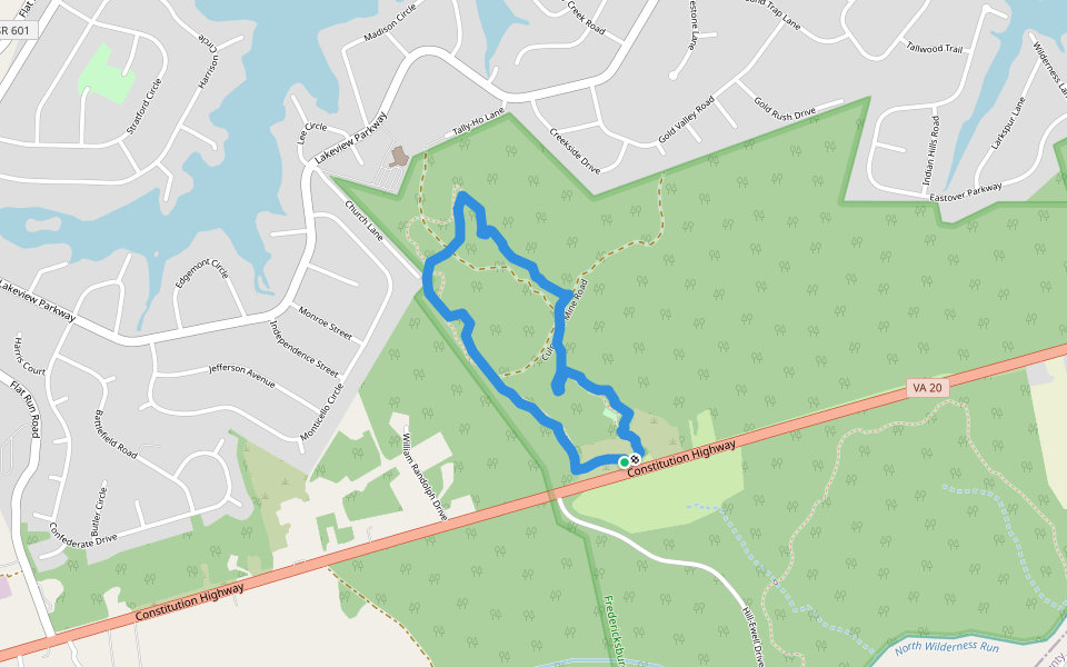 Gordon Flank Attack Trail walking route map in Locust Grove