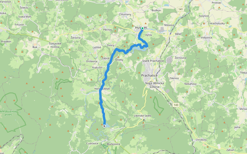 [Ž] Křišťanovický rybník - Husinec walking route map in Husinec
